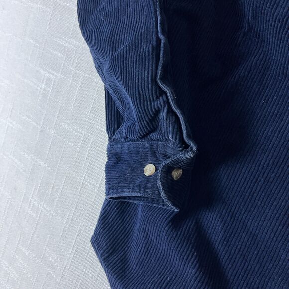 90s Fargo Corduroy Button Down Shirt M-L Vintage Blue Wide Wale Outdoors Grunge - Picture 6 of 7